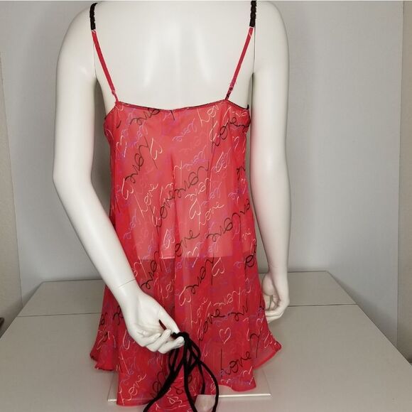 Secret‎ Treasures Red Black Trim Sheer Lingerie Camisole Women's 2 Piece … - Picture 6 of 12